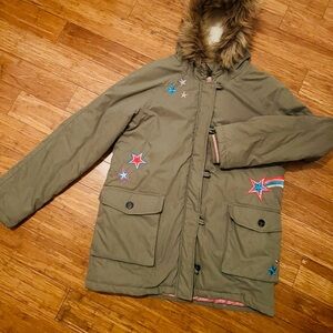 Boden Olive Parka with Cream Lining